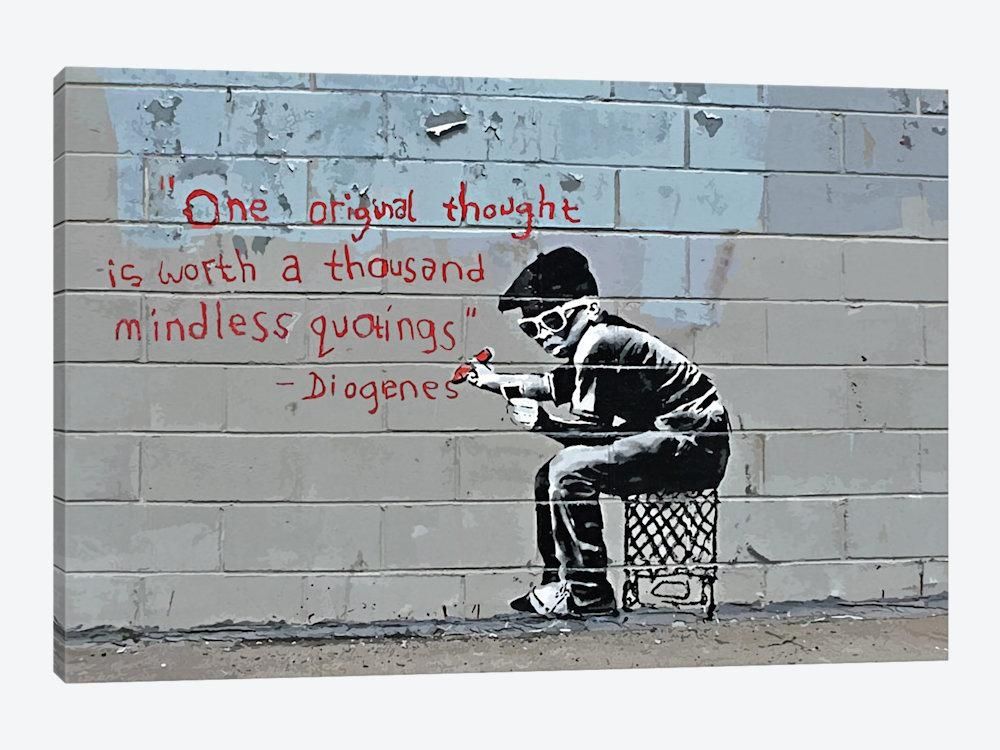 One Original Thought Worth A Thousand Quotings Canvas | Banksy Within Banksy Wall Art Canvas (Photo 1 of 20)