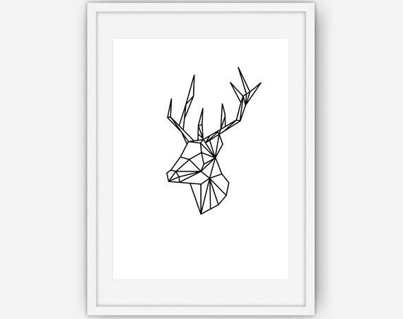 Origami Deer Print Stag Print Origami Deer Wall Art Stag Pertaining To Stag Wall Art (View 15 of 20)