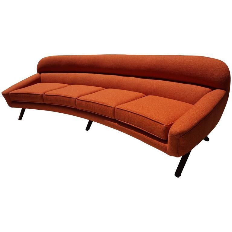 Outstanding Leif Hansen Style Curved Danish Modern Sofa Mid Inside Danish Modern Sofas (View 11 of 20)