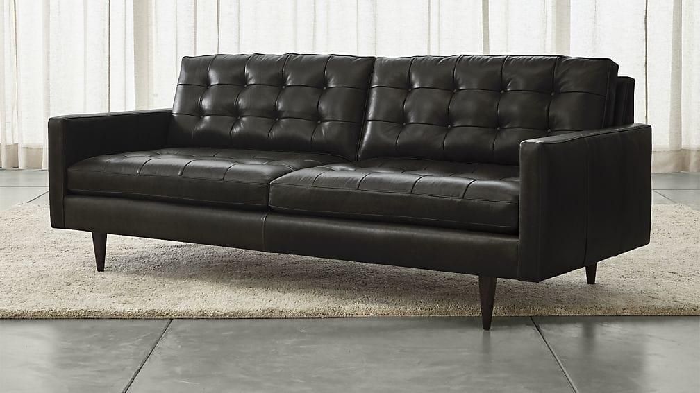 Petrie Black Leather Sofa | Crate And Barrel Pertaining To Crate And Barrel Futon Sofas (View 7 of 20)