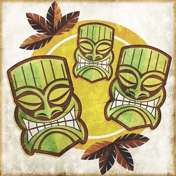 Polynesian Tiki Masks' Modern Canvas Print Wall Art – Free Intended For Polynesian Wall Art (Photo 7 of 20)