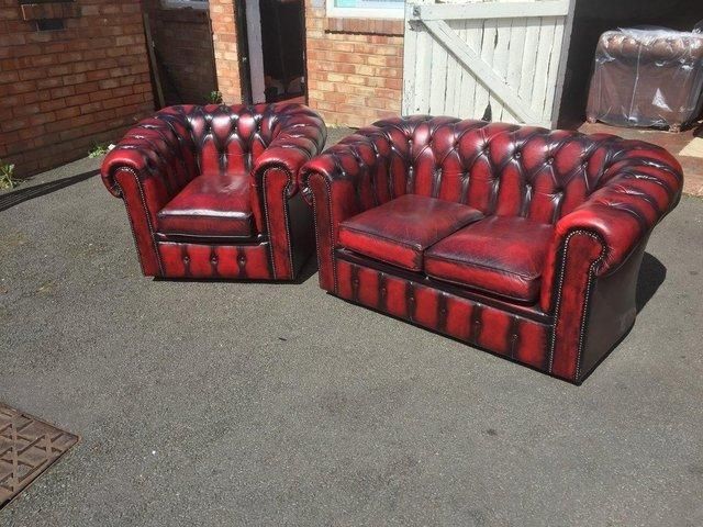 Red Leather Chesterfield Sofa – Second Hand Household Furniture In Red Leather Chesterfield Chairs (View 8 of 20)
