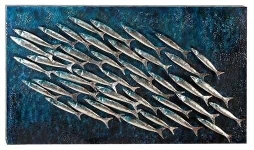 School Of Fish Metal Wall Plaque – Beach Style – Metal Wall Art With Regard To Shoal Of Fish Metal Wall Art (Photo 8 of 20)