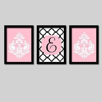 Shop Pink Damask Decor On Wanelo Within Black And White Damask Wall Art (View 5 of 20)