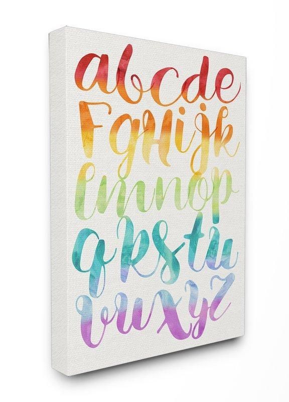Stupell Industries The Kids Room Rainbow Colors Alphabet Abc With Regard To Kids Canvas Wall Art (View 3 of 20)