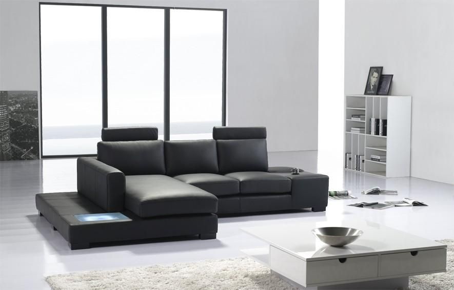 T35 Mini Modern Leather Sectional Sofa Intended For Black Modern Sectional Sofas (Photo 8 of 20)