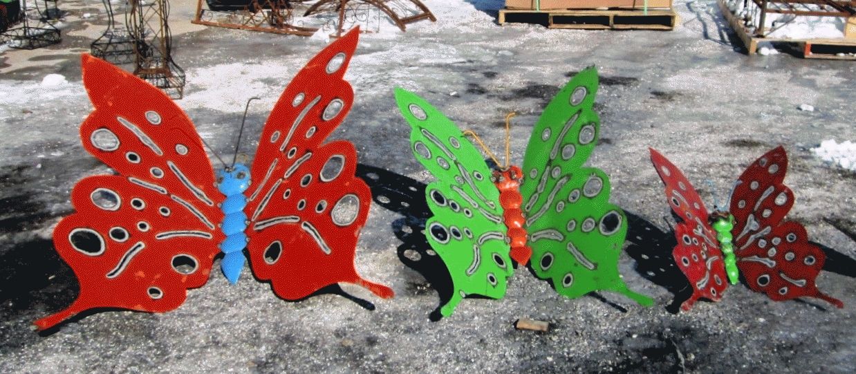 Tin Butterfly On Lawn  Folk Art Butterfly Decorations In Large Metal Butterfly Wall Art (View 9 of 20)