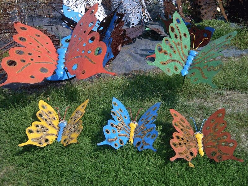 Tin Butterfly On Lawn  Folk Art Butterfly Decorations Intended For Mexican Metal Yard Wall Art (Photo 3 of 20)