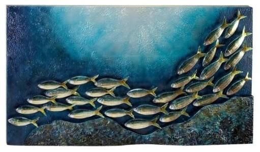 Travelling Fish Metal Wall Decor – Beach Style – Metal Wall Art Intended For Shoal Of Fish Metal Wall Art (View 10 of 20)