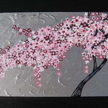 Tree Of Life Wall Art Japanese Cherry From Rostrevor | Paintings Within Pink And Grey Wall Art (View 11 of 20)