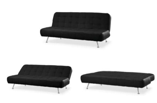 Tribeca Euro Sofa Bed Bonded Leather Blacklifestyle Solutions Within Euro Sofa Beds (Photo 6 of 20)