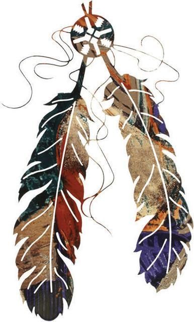 Two Feather Southwest Rustic Metal Wall Art 18" – Southwestern Within Southwestern Metal Wall Art (Photo 17 of 20)