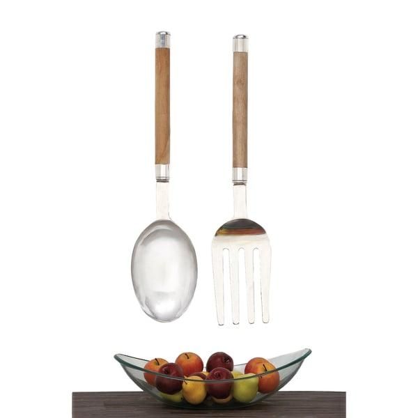 Urban Designs Aluminum And Wood 2 Piece Large Utensil Wall Art Intended For Large Utensil Wall Art (View 7 of 20)