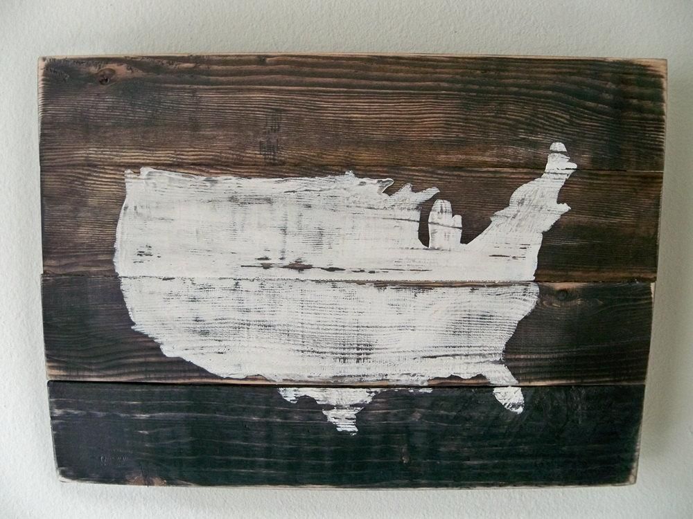 Usa Map Wood Wall Hanging On Staincustomizable With Heart Within Us Map Wall Art (View 19 of 20)