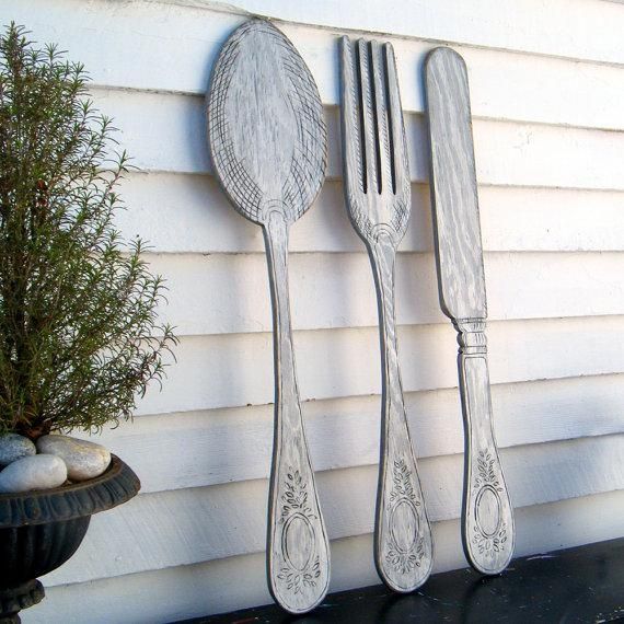 Utensil Set Wall Decor Fork Knife Spoon Wall Art Extra Large Within Large Utensil Wall Art (View 14 of 20)