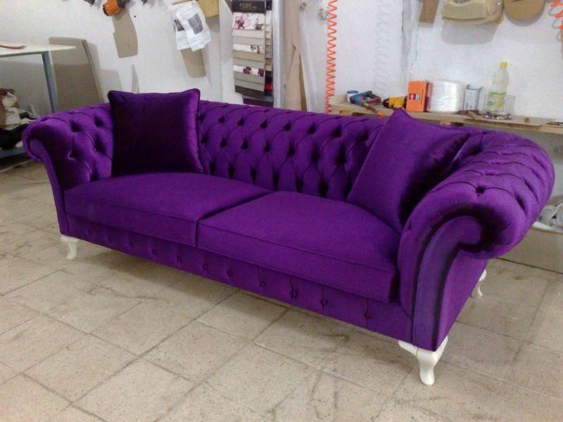 Velvet Chesterfield Sofa Purple, Blue, Pink, Bright Chesterfield Regarding Purple Chesterfield Sofas (Photo 1 of 20)