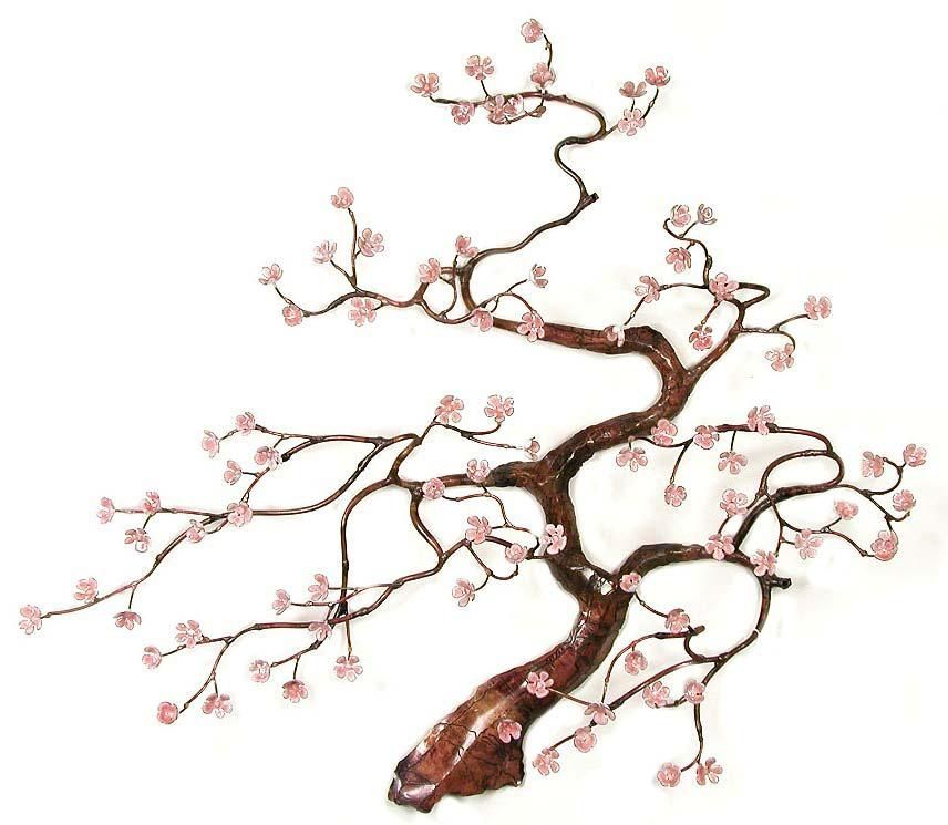W91Pink Flowering Blossom Tree Bovano Flowering Blossom Tree With Regard To Artisan Metal Wall Art (View 7 of 20)