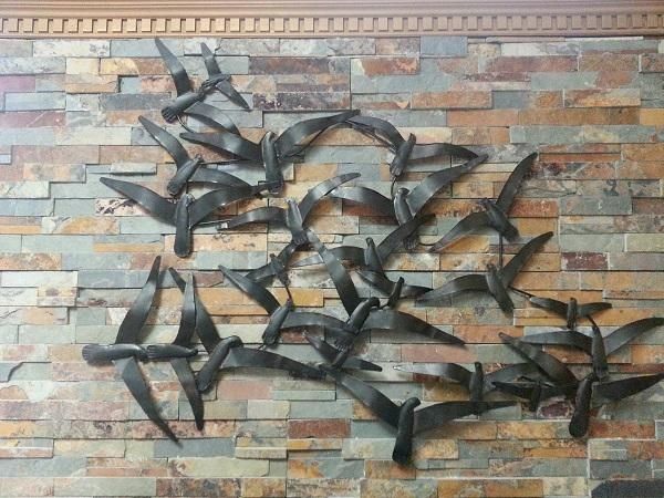 Wall Art For Linear Wall Mounted Fireplaces – Stylish Fireplaces Pertaining To Flock Of Birds Metal Wall Art (Photo 7 of 20)