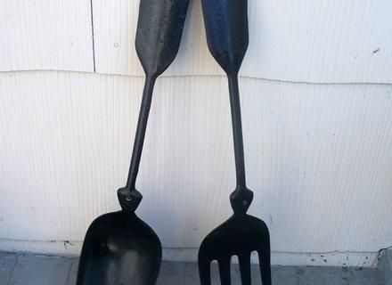 Wall Art ~ Giant Fork And Spoon Wall Art Big Wooden Fork And Spoon Throughout Large Utensil Wall Art (Photo 10 of 20)