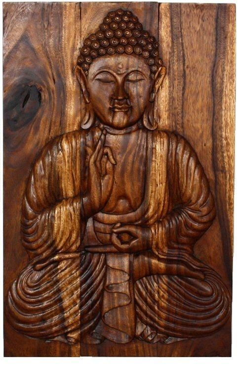 Wall Decor Buddha Carved Wood Art Panel|Serene Ushnisha Thai Decor Regarding Buddha Wood Wall Art (View 3 of 20)