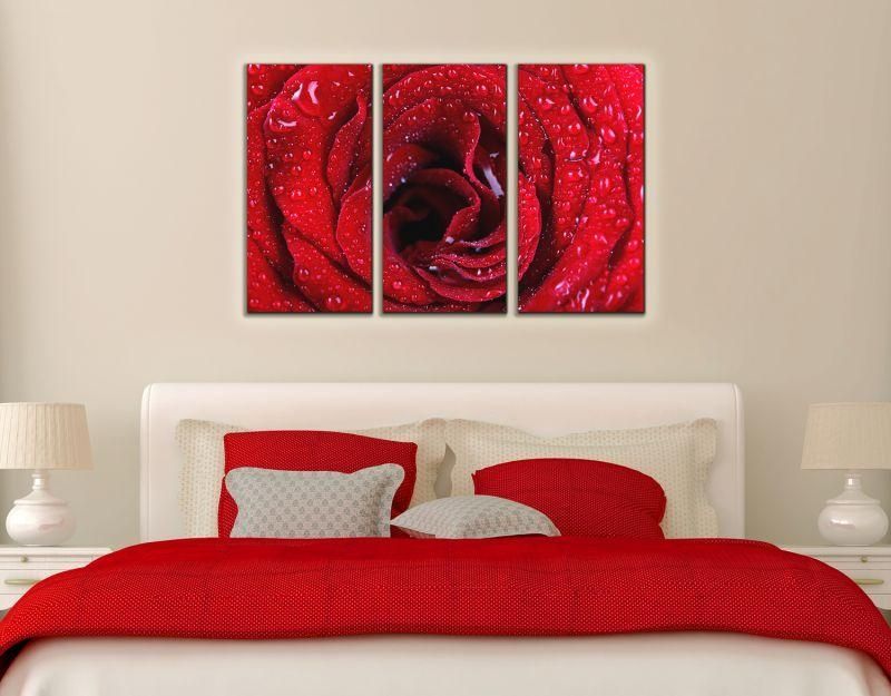 Wall Decoration Set Red Rose In Red Rose Wall Art (View 14 of 20)