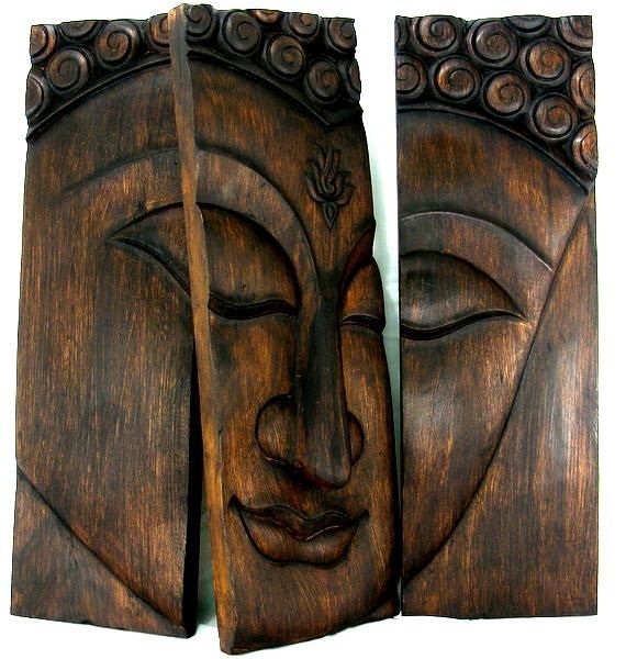 Wooden Buddha Face Wall Art Panel 60Cm X60Cm 24X24 Dark Wood Regarding Buddha Wood Wall Art (View 1 of 20)