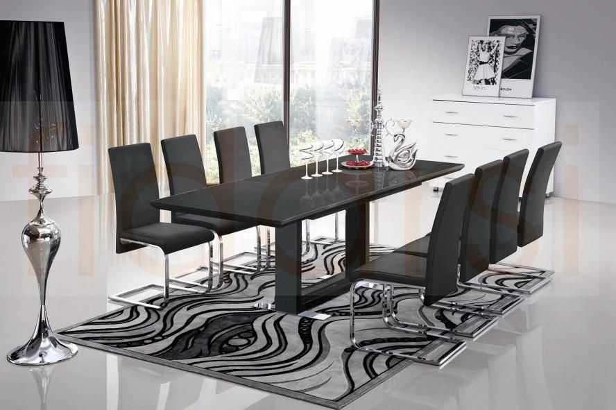 10 Seater Glass Dining Table » Gallery Dining For Best And Newest Black 8 Seater Dining Tables (View 4 of 20)
