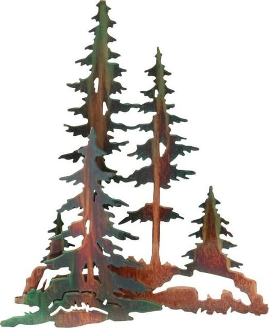 3D Pine Trees Rustic Metal Wall Art 20" – Rustic – Artwork – With Regard To 3D Metal Wall Art (View 10 of 20)