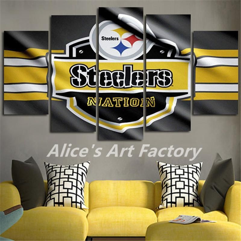 5Plane Painting Calligraphy Home Decor Canvas Wall Pictures In Steelers Wall Art (View 2 of 20)