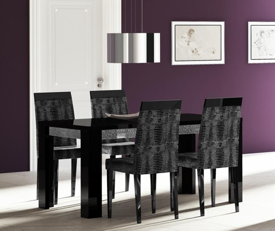 Adorable Black Wood Dining Table With Black Wood Dining Table Throughout Best And Newest Black Gloss Dining Tables And Chairs (View 4 of 20)