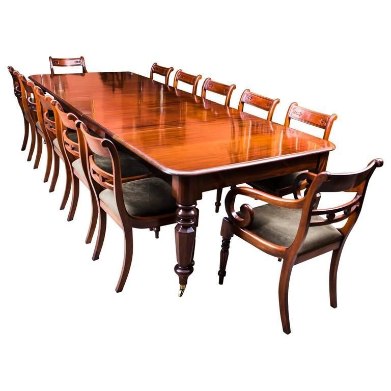 Antique William Iv Mahogany Extending Dining Table And 12 Chairs For Latest Mahogany Extending Dining Tables And Chairs (View 19 of 20)