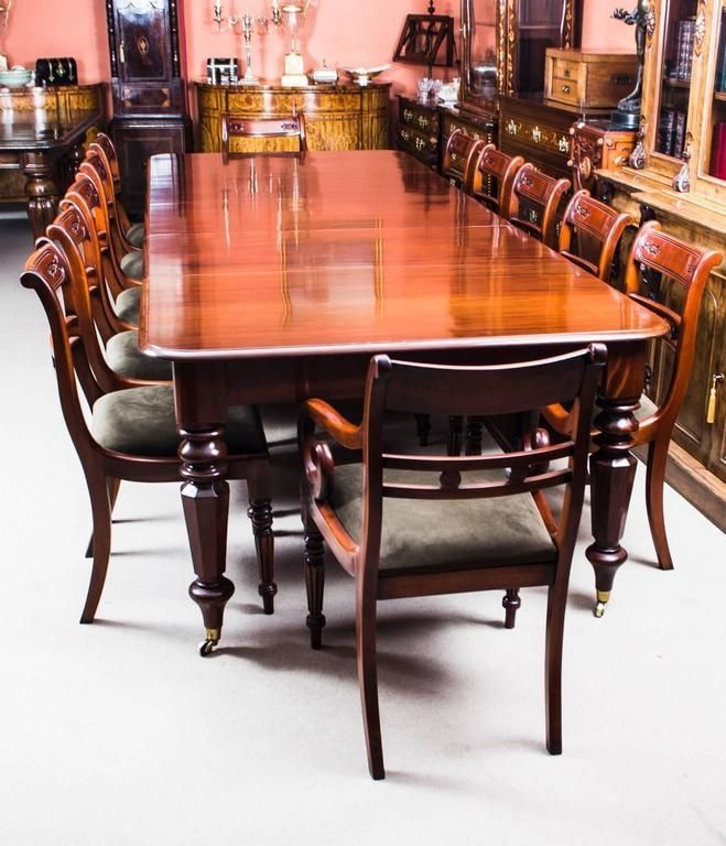 Antique William Iv Mahogany Extending Dining Table And 12 Chairs Pertaining To Recent Mahogany Extending Dining Tables And Chairs (View 5 of 20)
