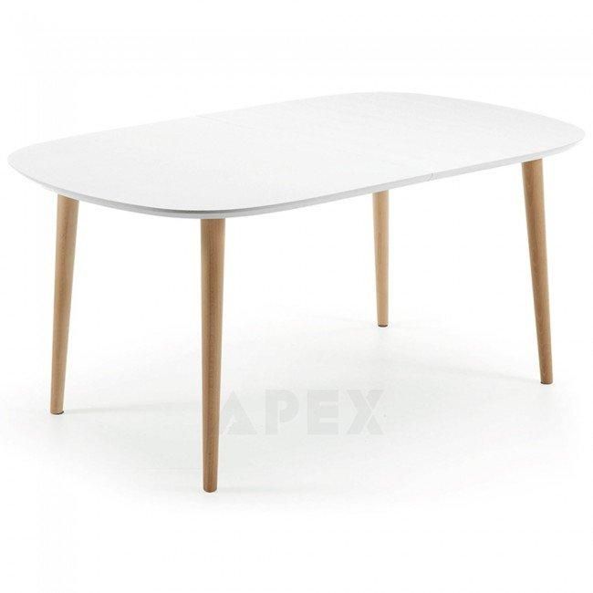 Antonelle Large Extendable Dining Table Oval White Top Natural Within Most Recently Released White Oval Extending Dining Tables (View 7 of 20)