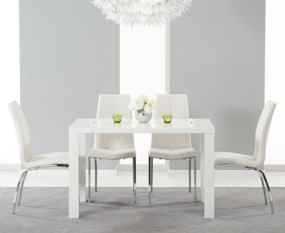 Atlanta 120Cm White High Gloss Dining Table With Cavello Chairs With Regard To White Gloss Dining Tables 120Cm (View 1 of 20)