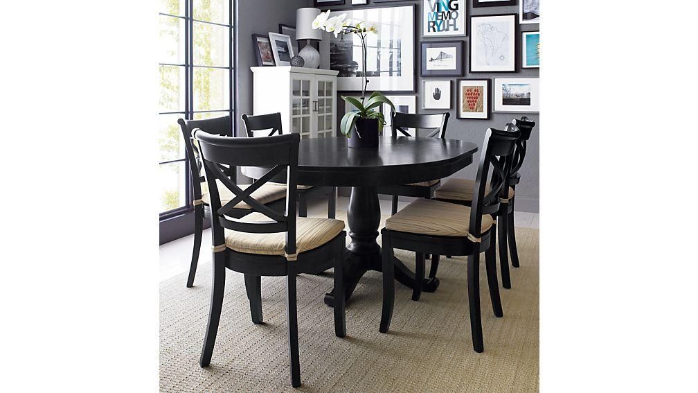 Avalon 45" Black Round Extension Dining Table | Crate And Barrel Pertaining To Newest Black Wood Dining Tables Sets (View 9 of 20)