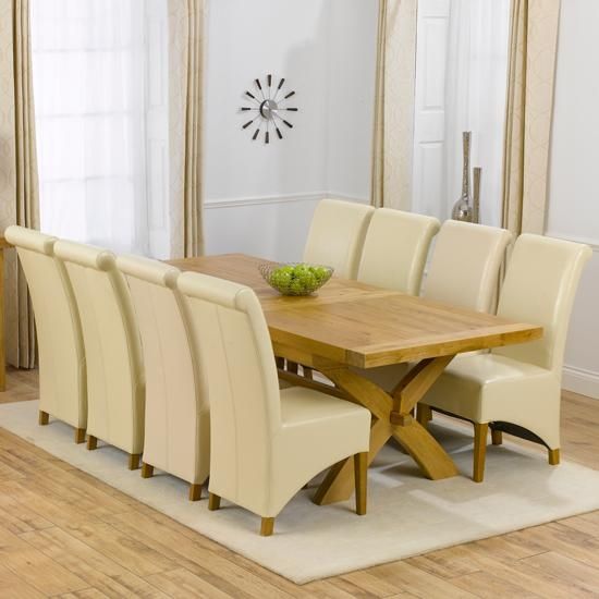 Avignon Solid Oak Extending Dining Table And 8 Barcelona For Oak Extending Dining Tables Sets (View 15 of 20)