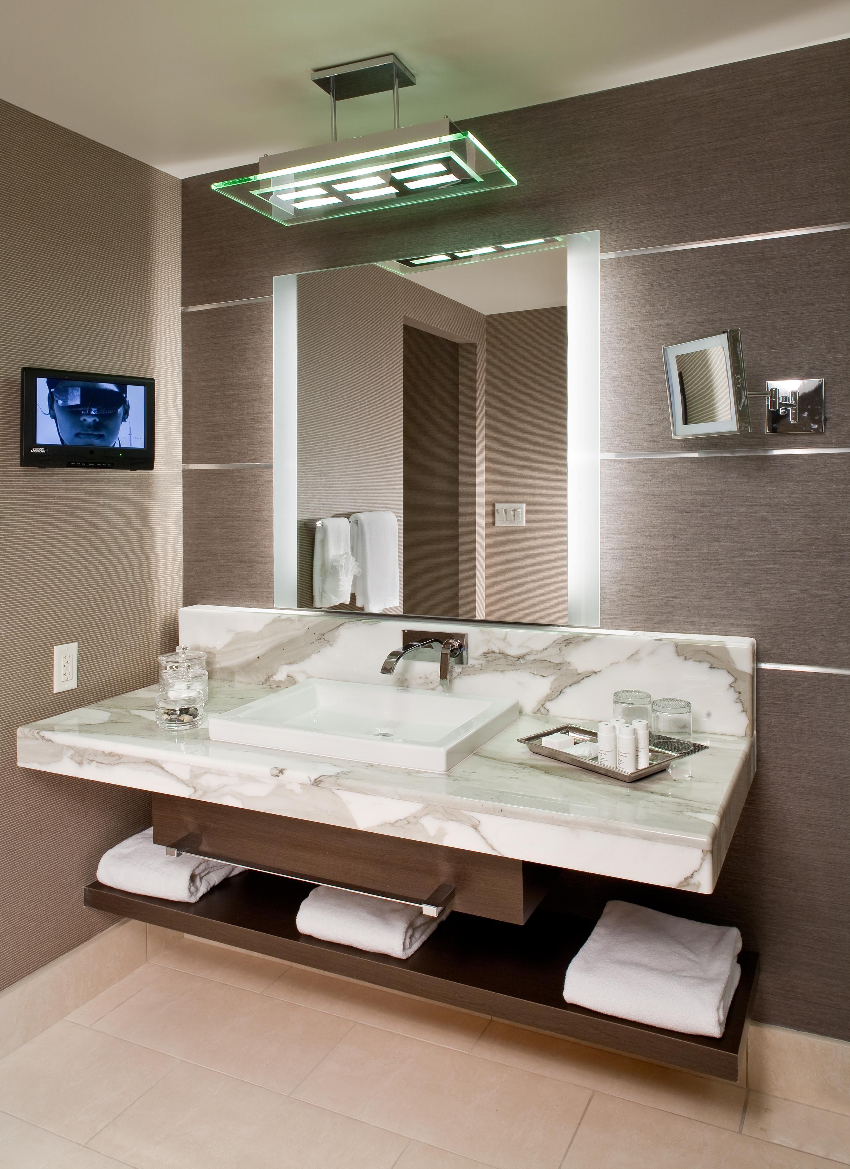 Bathroom Cabinets : Novo Lighted Vanity Mirror Hotel Bathroom In Lighted Vanity Mirrors For Bathroom (View 14 of 20)