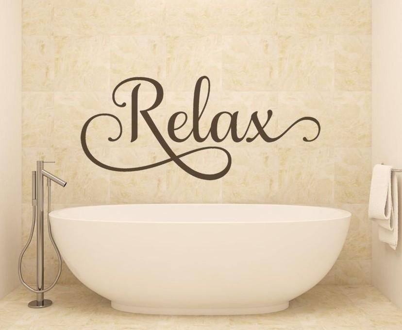 Bathroom Wall Art – Relax – Wall Decals – Wall Decalsamanda's Throughout Wall Art For The Bathroom (Photo 15 of 20)