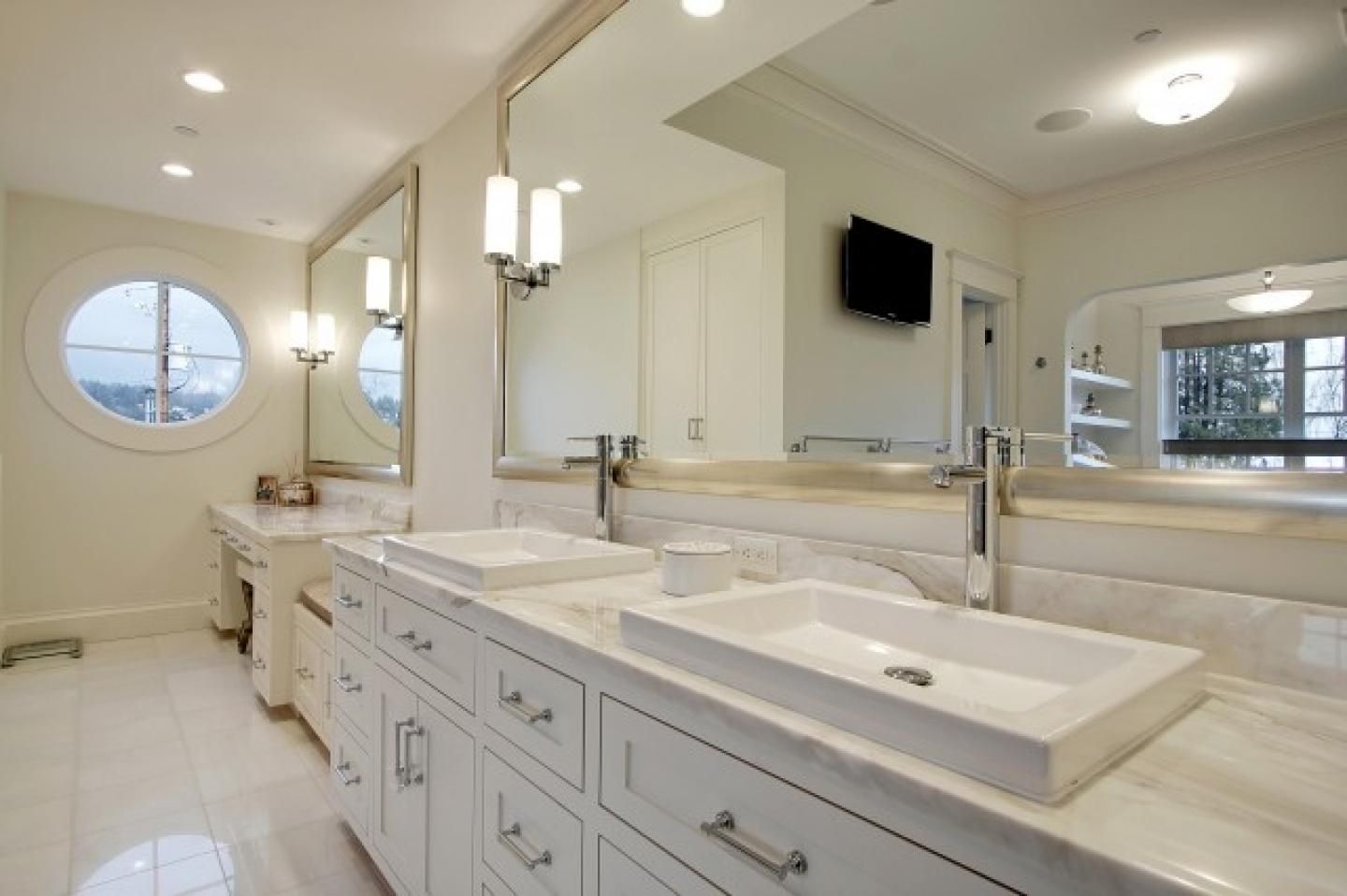 Bathrooms Design : Awesome Bathroom Mirror With Shelf About Pertaining To Bevelled Bathroom Mirrors (View 17 of 20)