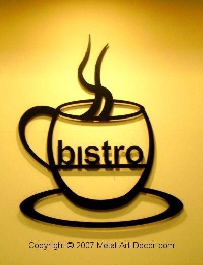 Bistro Coffee Cup Wall Art Decor Silhouette Pertaining To Coffee Bistro Wall Art (View 2 of 20)