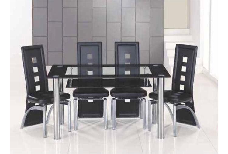 Featured Photo of Black Glass Dining Tables With 6 Chairs