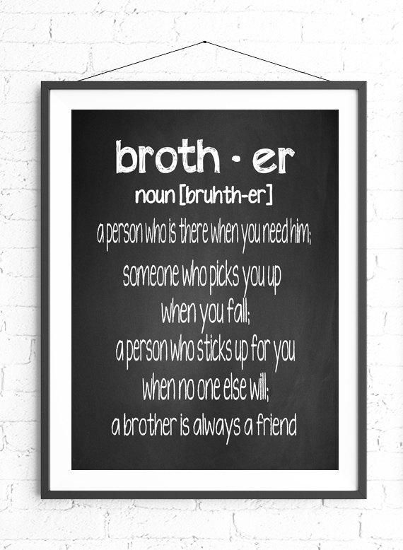 Brother Definition Wall Art Chalkboard Print Gift For Within Brother Definition Wall Art (Photo 1 of 20)