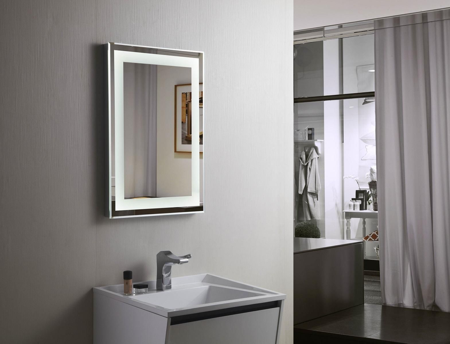 Budapest Lighted Vanity Mirror Led Bathroom Mirror Horizontal 197 Within Lighted Vanity Mirrors For Bathroom (Photo 4 of 20)