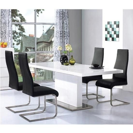 Chaffee High Gloss Dining Table Set 14951 Furniture In With Newest High Gloss Dining Tables Sets (View 17 of 20)