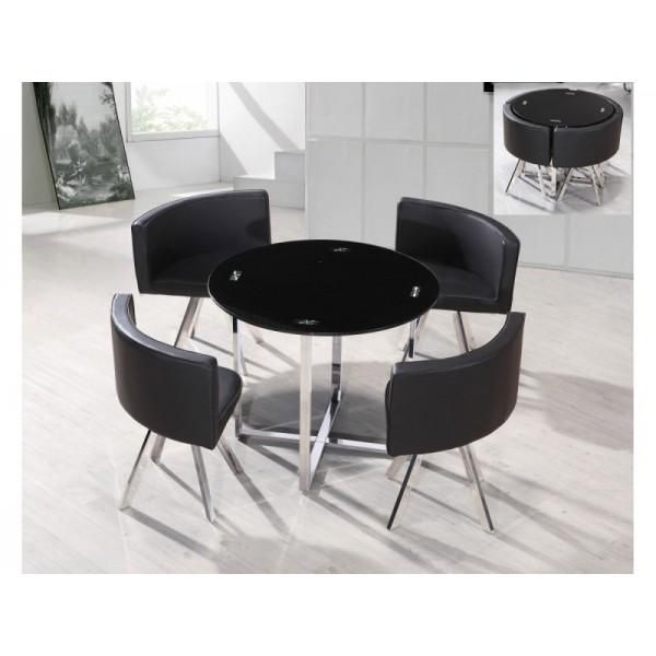 Charming Black Dining Table And Chairs With Spectrum Round Black With Regard To Most Recent Black Glass Dining Tables And 4 Chairs (View 5 of 20)