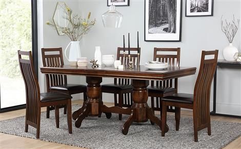 Chatsworth Extending Dark Wood Dining Table And 6 Java Chairs Set Regarding Chatsworth Dining Tables (Photo 11 of 20)