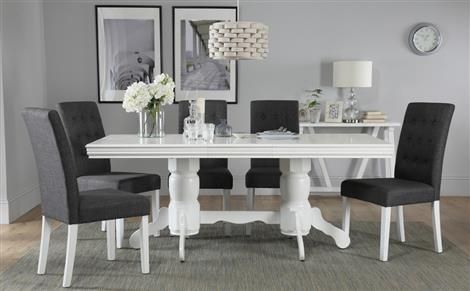 Chatsworth White Extending Dining Table With 6 Bewley Slate Chairs Regarding Chatsworth Dining Tables (Photo 8 of 20)