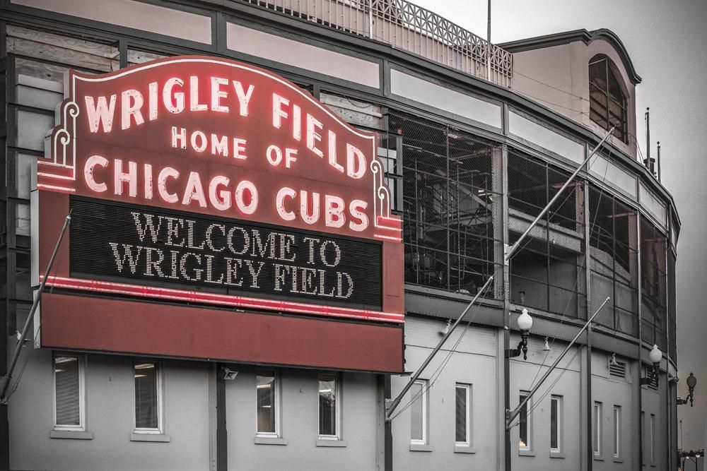 Chicago Cubs Wall Decor Wrigley Field Art Print Black And With Regard To Chicago Cubs Wall Art (View 7 of 20)