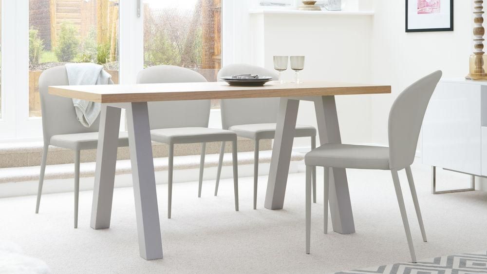 Contemporary 6 Seater Oak And Matt Grey Dining Table | Uk In Most Up To Date Oak 6 Seater Dining Tables (Photo 2 of 20)