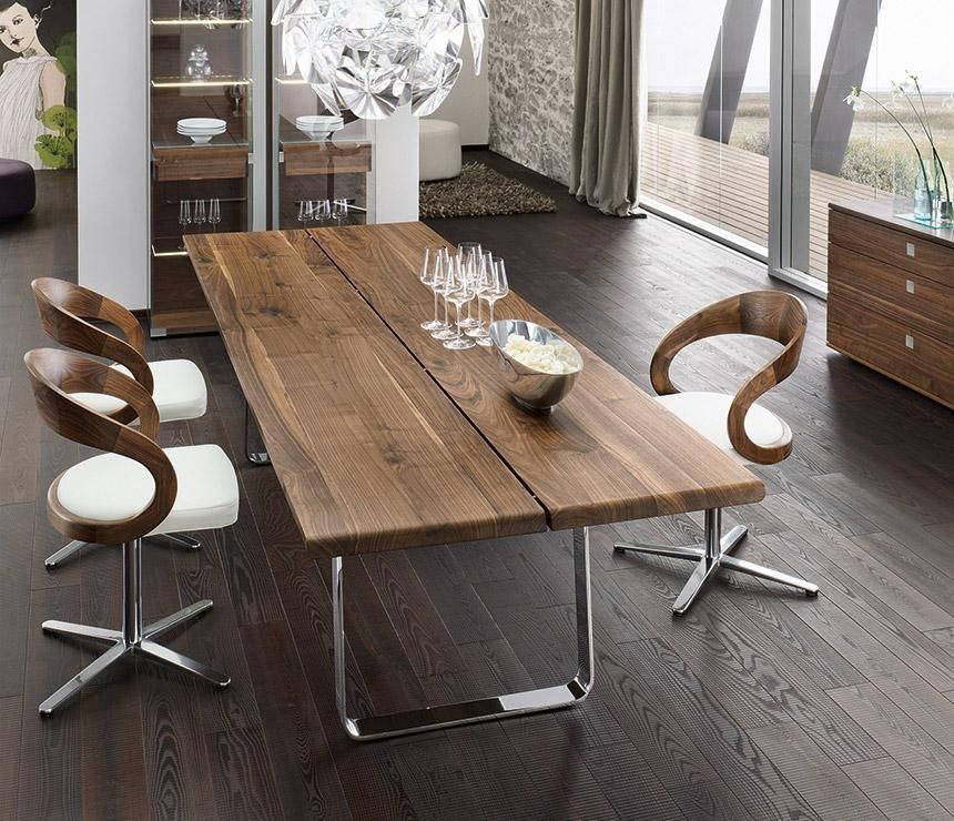 Contemporary Kitchen : Luxury Walnut Metal Dining Table Solid Wood Regarding Contemporary Dining Sets (View 15 of 20)